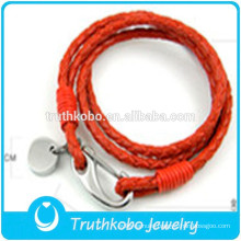 TKB-B5024 Red Mens Women Korean Fashion Cool Unisex Long Leather Bracelet with big Lobster clasp